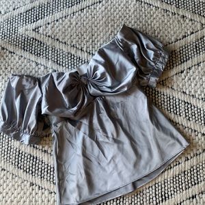 y2k venus top off the shoulders corset silver super cute and sexy